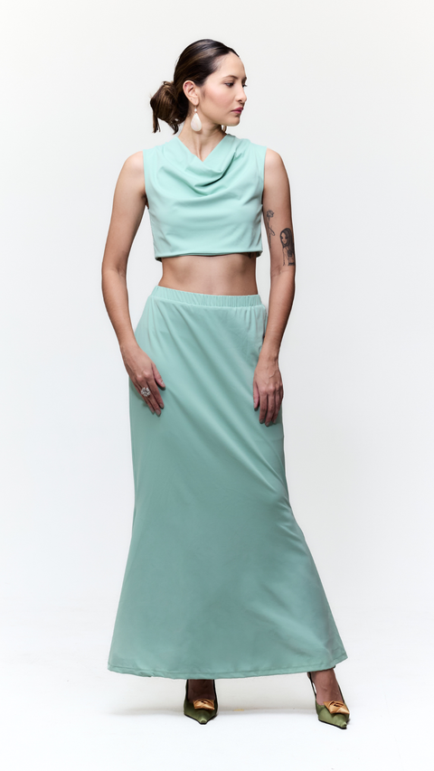 Top Jana — Cropped em Malha com Decote Degagê